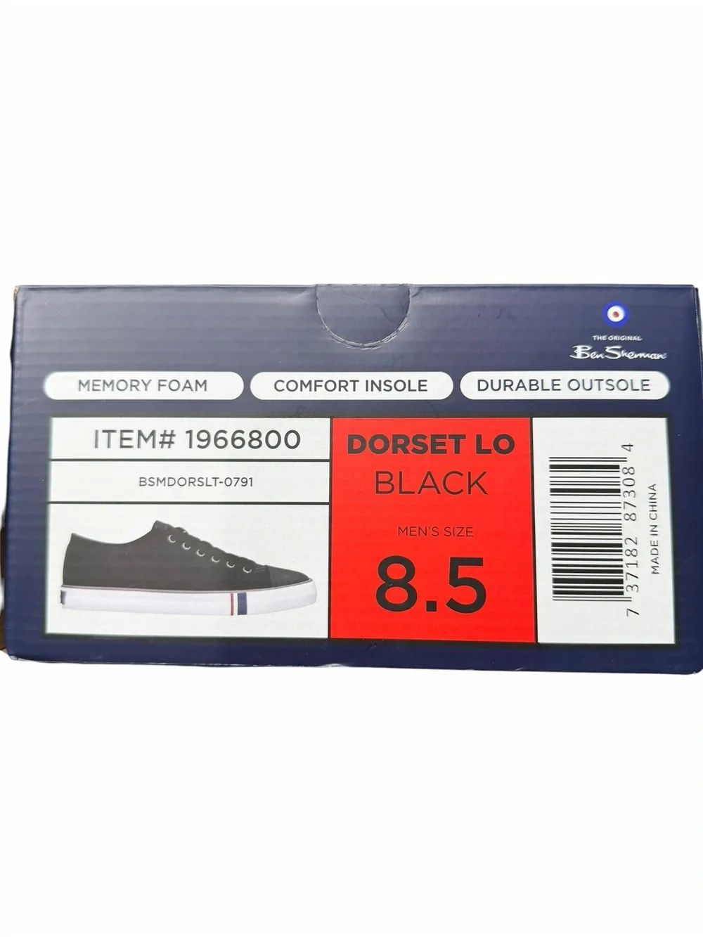 New in Box/Tag Mens Ben Sherman DORSET LO Memory Foam Black Sneaker Size: 8.5